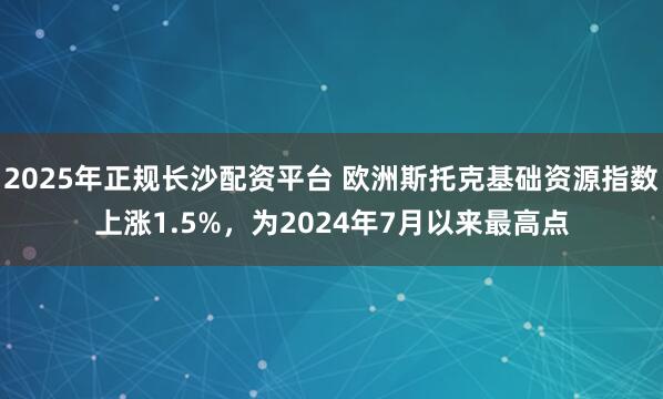 2025年正规长沙配资平台 欧洲斯托克基础资源指数上涨1.5%,为2024年7月以来最高点